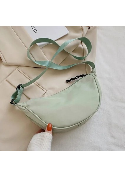 Gri 2023 Katı Renk Göğüs Çanta Kadınlar Için Rahat Seyahat Crossbody Çanta Günlük Sokak Fanny Paketleri Yarım Ay Kemer Çantası Omuz Kanvas Çanta (Yurt Dışından)