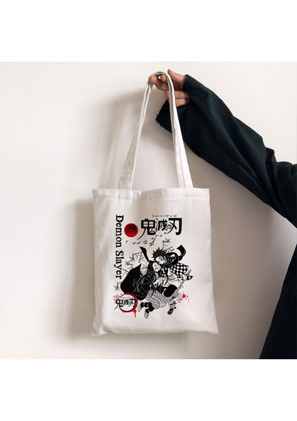 X65 Demon Slayer Alışveriş Çantası Anime Alışveriş Çantaları Rengoku Kyoujurou Kimetsu No Yaiba Kanvas Tote Çanta Çanta Harajuku Omuz Çantaları (Yurt Dışından) indirimleri
