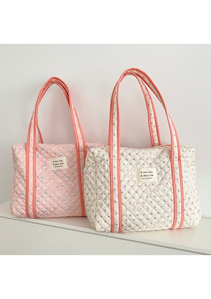 Green Liberty Tote Liberty Kapitone Kadın Pamuk Çanta Taşınabilir Tuval Sevimli Kitaplar Omuz Çantası Fermuar Büyük Tote Kızlar Yumuşak Bez Alışveriş Çantaları (Yurt Dışından) fiyatları
