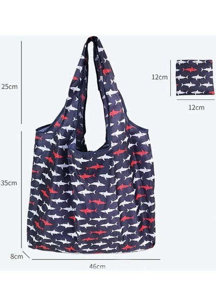 15 Moda Baskı Katlanabilir Çevre Dostu Alışveriş Çantası Tote Katlanır Kese Çanta Seyahat Bakkal Çantası Için Uygun Büyük Kapasiteli (Yurt Dışından)