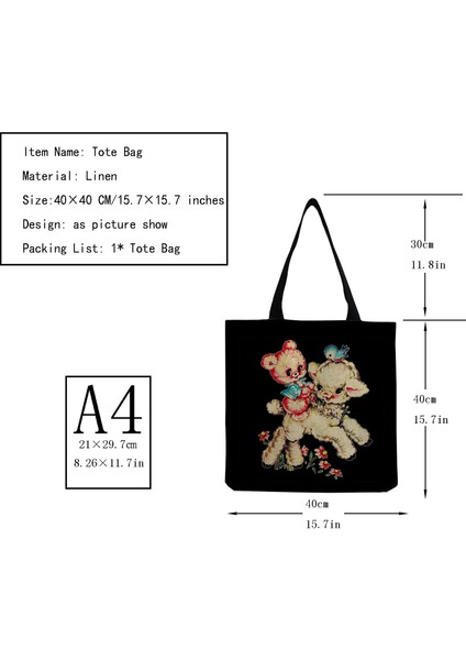 HM4271 Taşınabilir Büyük Kapasiteli Siyah Kadın Alışveriş Çantaları Koyun Çiçek Karikatür Baskılı Tote Kişilik Sevimli Hayvan Basit Boyutu Çanta (Yurt Dışından) fırsatları