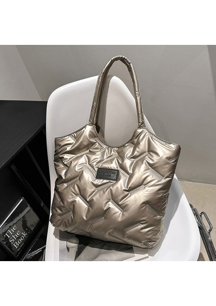 Siyah Kadın Yastıklı Tote Çanta Çok Yönlü Katı Kirpi Çanta Büyük Kapasiteli Kapitone Omuz Çantası Rahat Kış Işe Gidiş Çantası (Yurt Dışından) fiyatları