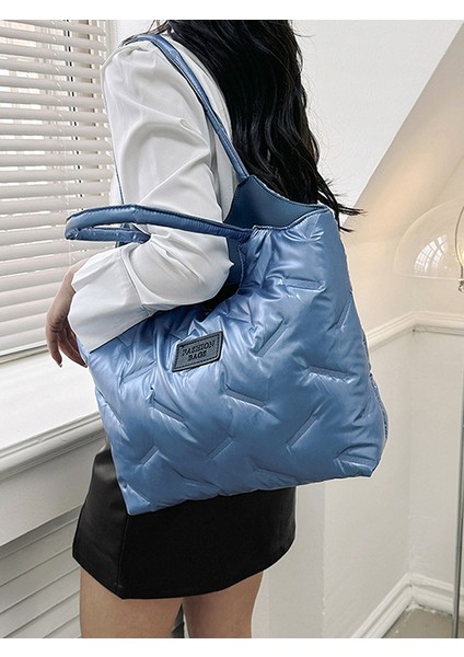 Siyah Kadın Yastıklı Tote Çanta Çok Yönlü Katı Kirpi Çanta Büyük Kapasiteli Kapitone Omuz Çantası Rahat Kış Işe Gidiş Çantası (Yurt Dışından) fırsatları