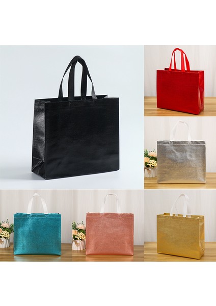 Siyah 28X32X12CM Dokunmamış Kumaş Alışveriş Çantası Bakkal Çantası Degrade Katlanır Çanta Eko Çanta Paket Servis Çantası Su Geçirmez Depolama Yeniden Kullanılabilir Alışveriş Kesesi (Yurt Dışından)