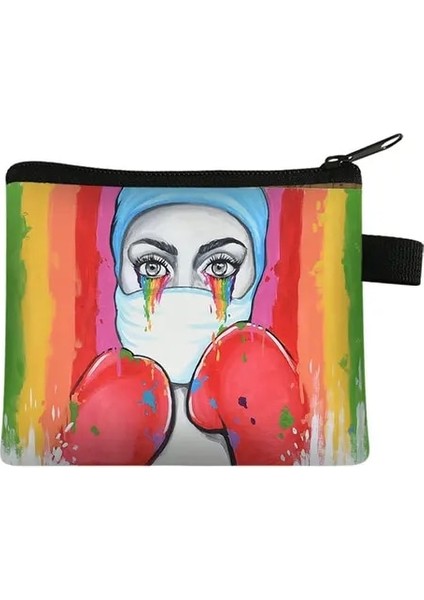 No.16 Hemşire Baskı Taşınabilir Fermuarlı Bozuk Para Çantaları Kart Tutucu Hastane Için Açık Anahtar Paraları Kulaklık Çantası Mini Para Saklama Çantası (Yurt Dışından)