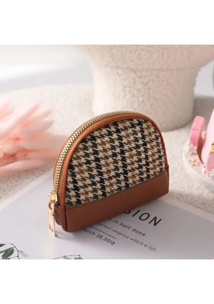 Tek Kahverengi Kadın Wallow Kuşak Bozuk Para Cüzdanı Çift Fermuarlı Küçük Cüzdan Taşınabilir Anahtar Kılıfı Seyahat Kart Sahibinin Moda Bağbozumu Para Çantası (Yurt Dışından)