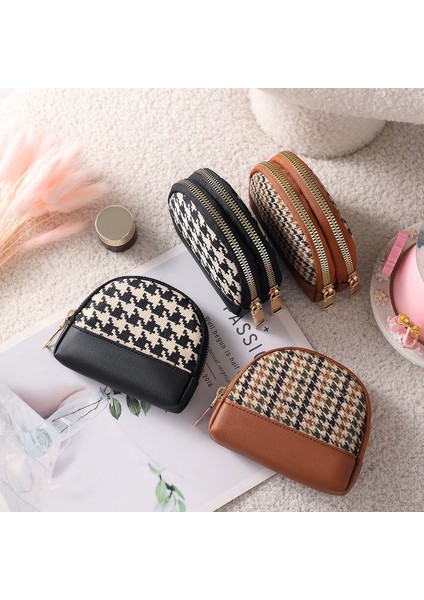 Tek Kahverengi Kadın Wallow Kuşak Bozuk Para Cüzdanı Çift Fermuarlı Küçük Cüzdan Taşınabilir Anahtar Kılıfı Seyahat Kart Sahibinin Moda Bağbozumu Para Çantası (Yurt Dışından) fiyatları