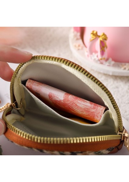 Tek Kahverengi Kadın Wallow Kuşak Bozuk Para Cüzdanı Çift Fermuarlı Küçük Cüzdan Taşınabilir Anahtar Kılıfı Seyahat Kart Sahibinin Moda Bağbozumu Para Çantası (Yurt Dışından) fırsatları