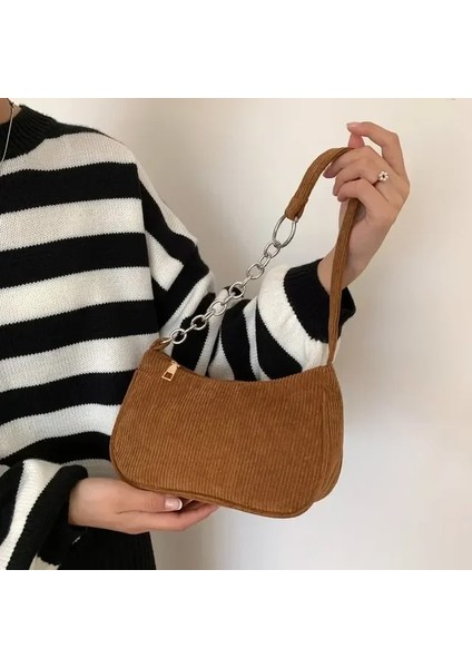 12 Moda Vintage Kadın Subaxillary Çanta Pu Deri Doku Omuz Crossbody Çanta Retro Kadın Alışveriş Koltukaltı Çanta Tote (Yurt Dışından)