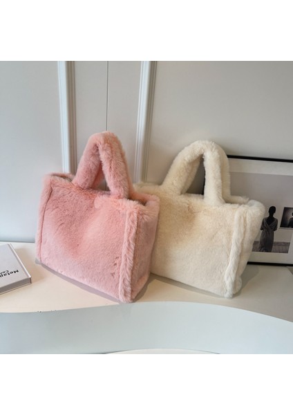Haki E Kadın Kabarık Bez Çantalar Yumuşak Peluş Omuz Çantası Sevimli Taklit Kürk Hobo Çanta Trendy Büyük Kapasiteli Seyahat Iş Çantası (Yurt Dışından)