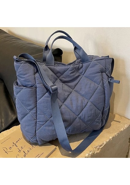 Kadınlar Için Mavi Kapitone Tote Çanta Puffer Hobo Çanta Hafif Kabarık Çapraz Vücut Çanta Dolgu Omuz Çantası Satchel Seyahat Çantası 2023 (Yurt Dışından)