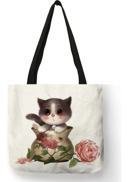 Desen 16 Boyut L 40X40 cm Özel Çiçek Pet Köpek Kedi Baskı Kadın Tote Çanta Rahat Okul Seyahat Omuz Çantası Süpermarket Için Yeniden Kullanılabilir Alışveriş Çantaları (Yurt Dışından)