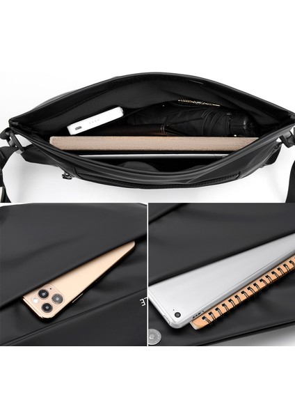 Gümüş Pu Manyetik Toka Erkek Fonksiyonel Kamera Crossbody Çanta Su Geçirmez Ipad Çok Fonksiyonlu Göğüs Çantası Erkek Kişisel Omuz Çantası Standı Messenger Çanta (Yurt Dışından) fırsatları