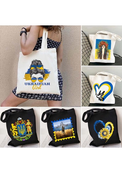 22 35X40 cm Barış Ayçiçeği Ukrayna Bayrağı Arması Ukrayna Tryzub Yurtsever Hediyelik Alışverişçi Harajuku Tote Alışveriş Çantası Omuz Çanta (Yurt Dışından) fiyatları