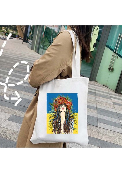 22 35X40 cm Barış Ayçiçeği Ukrayna Bayrağı Arması Ukrayna Tryzub Yurtsever Hediyelik Alışverişçi Harajuku Tote Alışveriş Çantası Omuz Çanta (Yurt Dışından) indirimleri