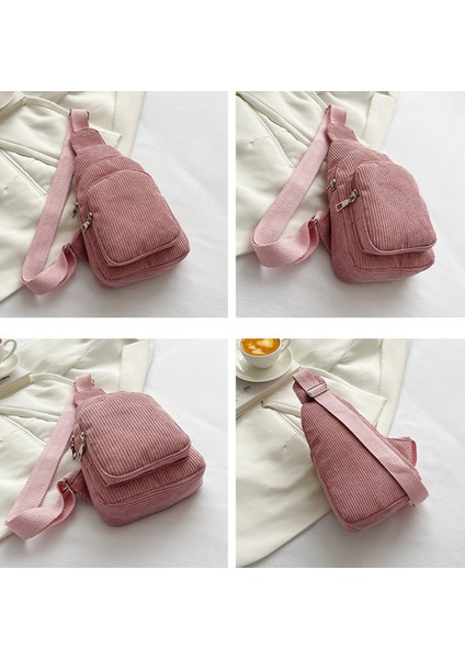Pembe Yeni Kadın Göğüs Paketi 2023 Kadınlar Için Çanta Kadın Askılı Çanta Crossbody Omuz Göğüs Çantası Rahat Kızlar Kadife Messenger Paketi (Yurt Dışından)