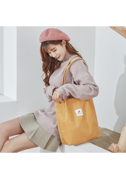 Sarı 32X12X28CM Moda Açık Eğlence Alışveriş Çantası Omuz Çantaları Kadın Yeni Kadife Kanvas Çanta Kız Seyahat Parti Organizatör Düğme Çanta ile (Yurt Dışından) modelleri