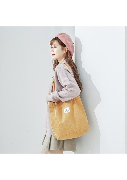 Sarı 32X12X28CM Moda Açık Eğlence Alışveriş Çantası Omuz Çantaları Kadın Yeni Kadife Kanvas Çanta Kız Seyahat Parti Organizatör Düğme Çanta ile (Yurt Dışından) fırsatları