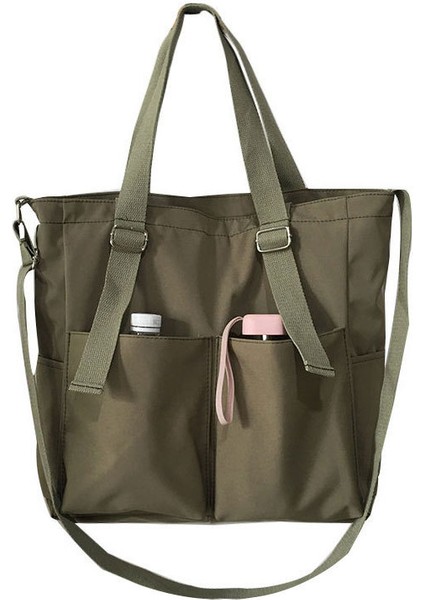 Yeşil Hiçbir Sarkık 36X34X10 cm Moda Klasik Basit Messenger Çanta Bayan Postacı Çantası Bayan Öğrenci Naylon Su Geçirmez Kanvas Okul Çantası Crossbody Çanta (Yurt Dışından) fiyatları