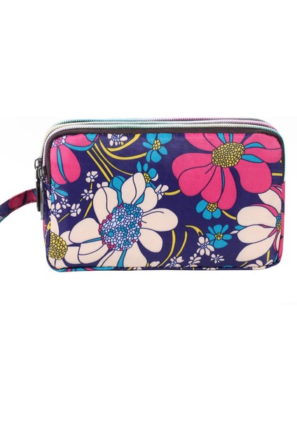 18 Kadın Çanta Baskı Tuval Üç Katmanlı Fermuarlı Cüzdan Çanta Taşınabilir Büyük Kapasiteli Su Geçirmez Bozuk Para Cüzdanı Cep Telefonu Cüzdanı (Yurt Dışından) fırsatları