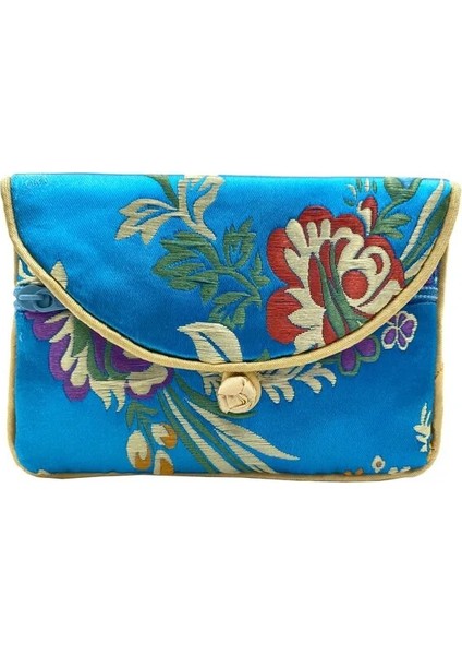 Mavi Yeşil Vintage Brokar Ipek Bozuk Para Cüzdanı Kadın Küçük Cüzdan Geleneksel Toka Takı Kese Bayanlar Mini Para Çantası Çocuk Kart Sahibinin (Yurt Dışından)