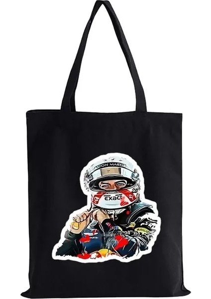 W4 35X40CM Iki Taraflı Max Verstappen Bez Çantalar Kadınlar Için Sayı 33 F1 Araba Yarışı Karikatür Alışveriş Çantası Kanvas Yeniden Kullanılabilir Büyük Kapasiteli Omuz Çantaları (Yurt Dışından)