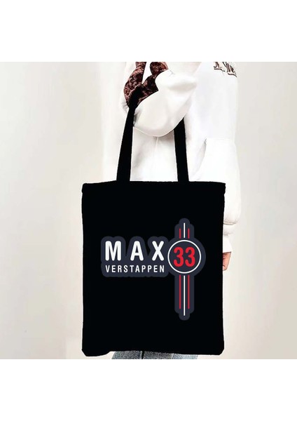 W4 35X40CM Iki Taraflı Max Verstappen Bez Çantalar Kadınlar Için Sayı 33 F1 Araba Yarışı Karikatür Alışveriş Çantası Kanvas Yeniden Kullanılabilir Büyük Kapasiteli Omuz Çantaları (Yurt Dışından) modelleri