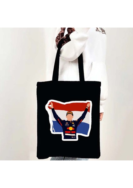 W4 35X40CM Iki Taraflı Max Verstappen Bez Çantalar Kadınlar Için Sayı 33 F1 Araba Yarışı Karikatür Alışveriş Çantası Kanvas Yeniden Kullanılabilir Büyük Kapasiteli Omuz Çantaları (Yurt Dışından) fırsatları