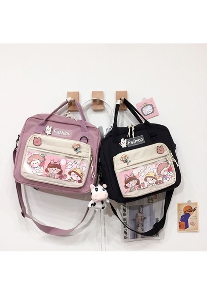Pembe Sadece Çanta Hiçbir Kolye Japon Itabag Lise Kız Tote Çanta Çok Fonksiyonlu Jk Okul Çantaları Şeffaf Omuz Çantası Sırt Çantası Kadın Kawaii Itabag (Yurt Dışından) modelleri