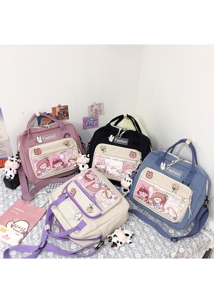 Pembe Sadece Çanta Hiçbir Kolye Japon Itabag Lise Kız Tote Çanta Çok Fonksiyonlu Jk Okul Çantaları Şeffaf Omuz Çantası Sırt Çantası Kadın Kawaii Itabag (Yurt Dışından) fırsatları