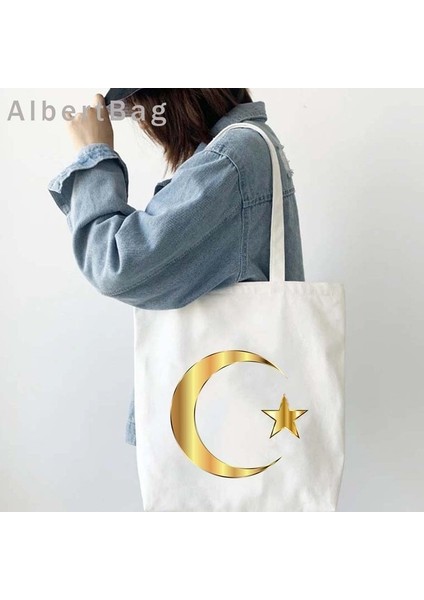 238 35X40CM Islam Arapça Kur'an Islami Alıntılar Allah Müslüman Bismillah Çiçek Alışverişçi Kanvas Tote Çanta Ya Hussain Irak Bayrağı Omuz Çanta (Yurt Dışından)