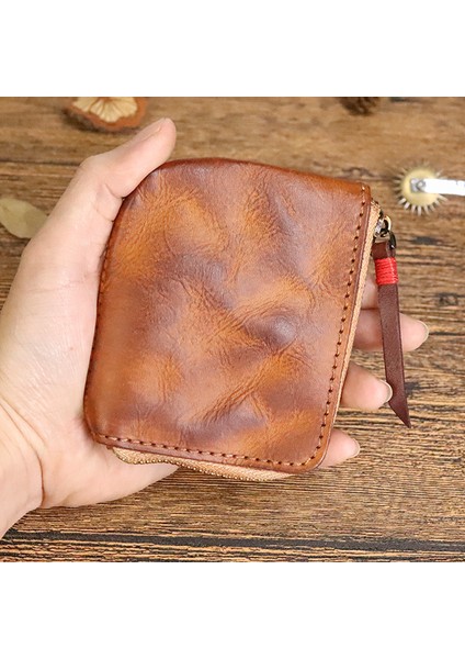 Kahve Rengi Vintage Erkek Hakiki Deri Mini Bozuk Para Cüzdanı Kart Sahibinin Kılıf Cüzdan Debriyaj Erkek Kısa Fermuar Küçük Değişim Kese Çanta Ince Çanta (Yurt Dışından) fiyatları