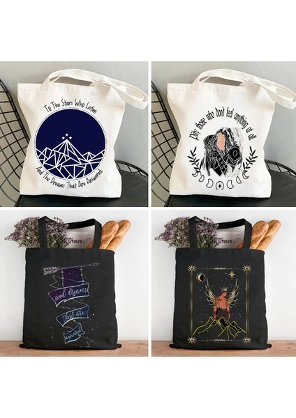 B11 35X40CM Sis ve Öfke Mahkemesi Dikenler ve Güller Gökyüzü Yıldızları Nesta Kadın Kanvas Çanta Shopper Pamuk Çanta Tote Omuz Eko Alışveriş Çantası (Yurt Dışından) fiyatları