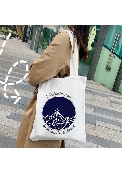 B11 35X40CM Sis ve Öfke Mahkemesi Dikenler ve Güller Gökyüzü Yıldızları Nesta Kadın Kanvas Çanta Shopper Pamuk Çanta Tote Omuz Eko Alışveriş Çantası (Yurt Dışından) fırsatları