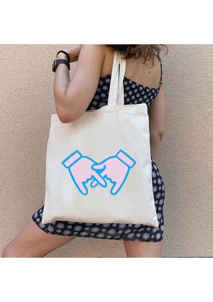 B 62 35X40 cm Kore Kpop Kanvas Tote Çanta Sevimli Aşk Parmak Kalp Kaçak Çocuklar Ramen Omuz Kanvas Tote Çanta Harajuku Shopper Alışveriş Çantaları (Yurt Dışından) fiyatları