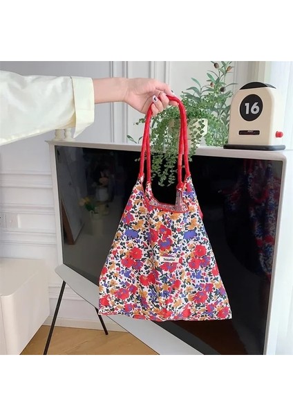 BANLAN-50X35X36CM Moda Paketi Çanta Büyük Çiçek Renk Özellikleri Çok Yönlü Kanvas Omuz Çantası Büyük Kapasiteli Rahat Çanta Bayan Alışveriş Çantası (Yurt Dışından)