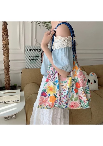 BANLAN-50X35X36CM Moda Paketi Çanta Büyük Çiçek Renk Özellikleri Çok Yönlü Kanvas Omuz Çantası Büyük Kapasiteli Rahat Çanta Bayan Alışveriş Çantası (Yurt Dışından) fiyatları