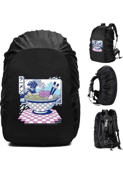 3WAVE018 70L Yağmur Kapağı Sırt Çantası 20L -70L Su Geçirmez Çanta Moda Dalga Desen Baskılı Taktik Açık Kamp Yürüyüş Tırmanma Toz Yağmurluk (Yurt Dışından)