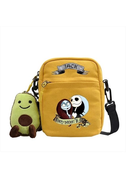 C-6 Noel Öncesi Kabus Omuz Çantaları Karikatür Jack Rahat Kanvas Crossbody Çanta Kadın Erkek Anime Mini Saklama Çantası (Yurt Dışından)