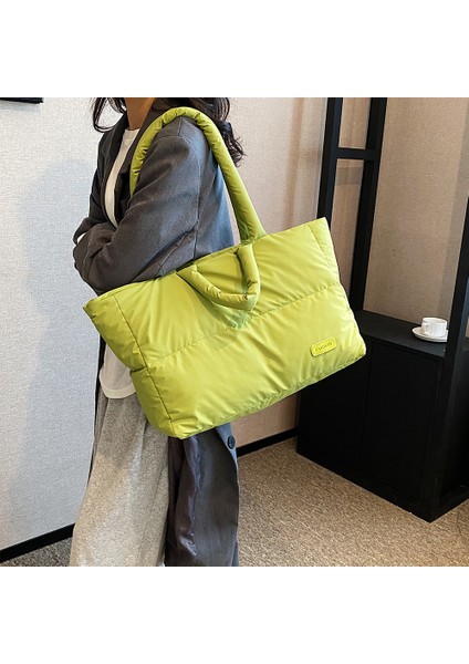 Beyaz Pamuk Yastıklı Omuz Çantası Kadınlar Için Puffer Tote Çanta Kapitone Kabarık Çanta Çanta Büyük Tote Bulut Çanta Kadın Rahat Alışveriş Çantası (Yurt Dışından) fırsatları