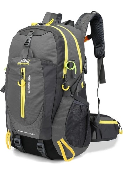 Gri 40L Su Geçirmez Tırmanma Taktik Sırt Çantası Seyahat Yürüyüş Sırt Çantası Dizüstü Sırt Çantası Trekking Sırt Çantası Açık Erkek Kadın Spor Çantası (Yurt Dışından)