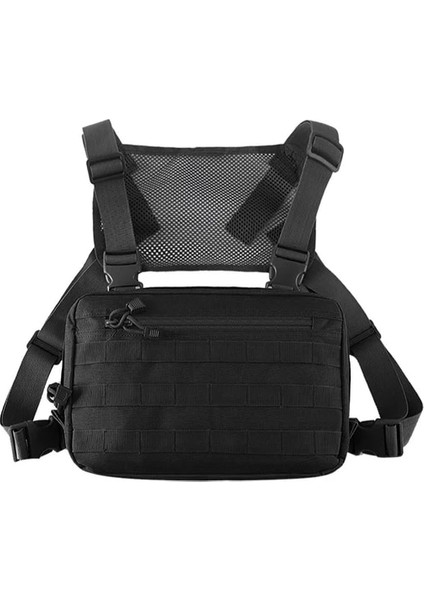 Siyah Taktik Yelek Çanta Erkekler's Streetweed Göğüs Rig Çanta Askeri Eğitim Göbek Kılıfı Kamp Sırt Çantası Göğüs Yelek Seyahat Omuz Çantaları (Yurt Dışından)