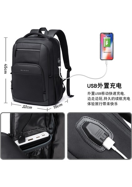 Siyah 45X32X15CM Bange Erkek Tasarımcı Laptop Çantası Okul Çantaları Boys Için Erkek Motosiklet Taktik Iş Spor Seyahat Sırt Çantası Erkekler (Yurt Dışından) fırsatları