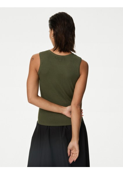 Regular Fit Yuvarlak Yaka Örme Bluz