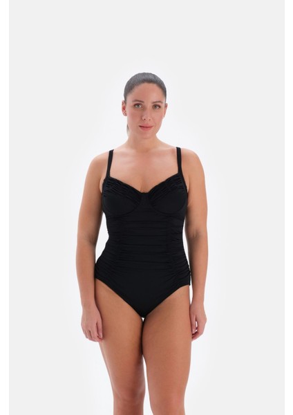 Kadın Siyah Balenli Toparlayıcı Mayo 3238