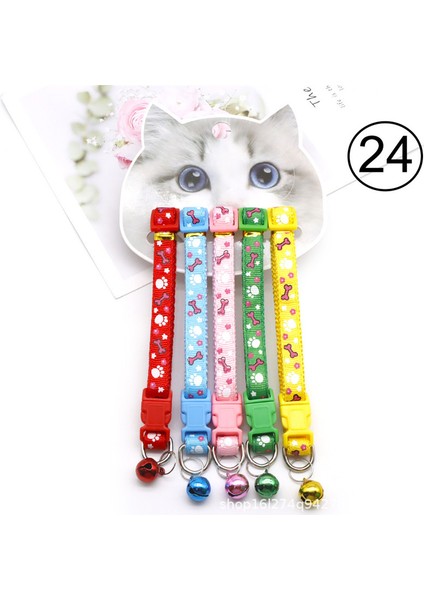 No.24 Tarzı Kedi Çanı Için Tasmalar Kedi Yavrusu Için Çan Renkli Ayarlanabilir Kolye Kedi Yaka Evcil Hayvan Tasmaları (Yurt Dışından)