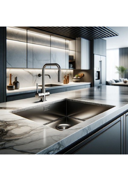 Stella 4454 Füme Siyah 540X440 mm Eviye fırsatları