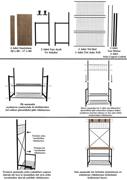 Geniş Metal Portmanto, Elbise Askılığı, Vestiyer, Ayakkabılık Beyaz 1347 modelleri