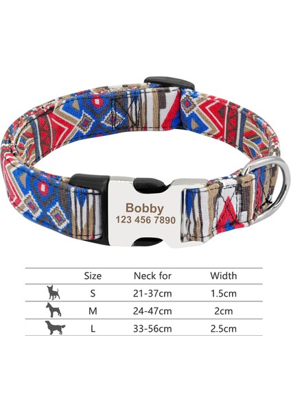 019-DBLUE Tarzı L Boyutu Ayarlanabilir Naylon Köpek Tasması Kişiselleştirilmiş Köpekler Kedi Kımlık Tasmaları Kazınmış Adı Toka ile Küçük Orta Büyük Köpekler Için Anti-Kayıp (Yurt Dışından)