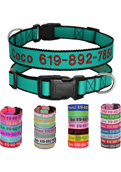 020-1GO Stili M Boyutu Ayarlanabilir Naylon Işlemeli Köpek Tasması Özel Kimlik Adı Aksesuarları Küçük Orta Büyük Köpekler Evcil Hayvanlar Malzemeleri Için Evcil Hayvan Tasmaları Perro (Yurt Dışından) fiyatları
